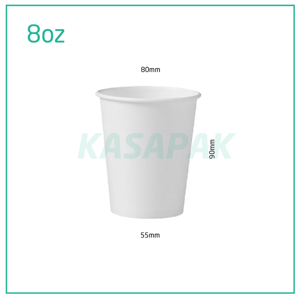 8oz Single Wall White Paper Cup 1000/ctn | KASAPAK